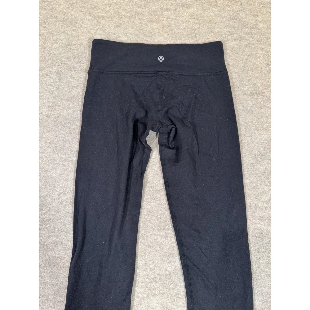 Lululemon Leggings‎ Womens 4 Black Mid Rise Ankle Ruffle Yoga Athletic Gym Pants